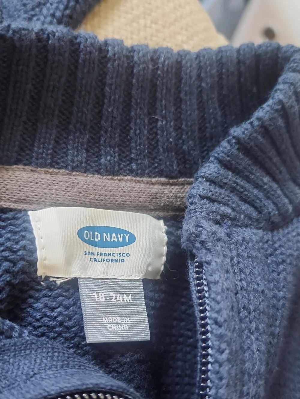 Nwt 18-24 Months Old Navy Navy Blue Zip Front Knit Sweater